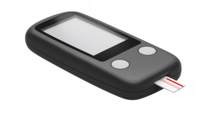Device shows blood glucose for diabetes care, created AI, PNG