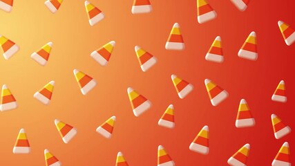 Animated background pattern showcasing candy corn and Halloween themed treats for a festive celebration.