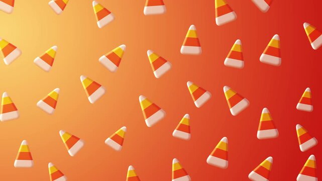 Animated background pattern showcasing candy corn and Halloween themed treats for a festive celebration.