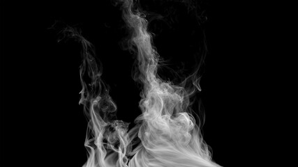 Two isolated white smoke plumes rising and swirling from the bottom creating a dramatic visual...