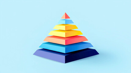 A pyramid painted in all the colors of the rainbow. The pyramid is depicted on a blue background.