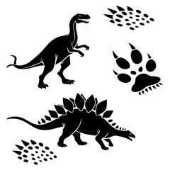 Vector art of dinosaur silhouettes on