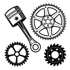 Obraz premium Vector art of engine parts on