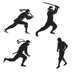 Vector art of ninja silhouettes