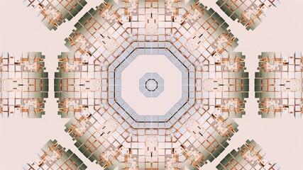 Vibrant abstract kaleidoscope animation in 3D, showcasing a mesmerizing mandala mosaic with ornamental symmetry for music video backgrounds, visual effects, and social media ads - Powered by Adobe