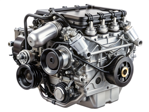  car engine isolated on white background .PNG. AI Generated