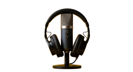 Studio Microphone With Headphones For Podcasting And Audio Recording