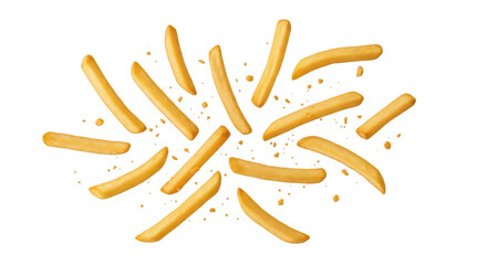 Crispy French Fries Splashing On Black Background
