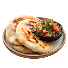 Pupusas with Pico de Gallo Served on Plate Authentic Central American Street Food Delight Delicious Dish