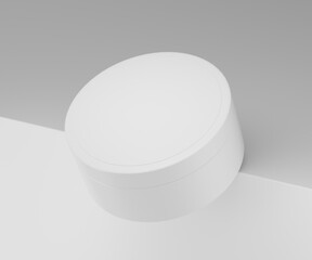 Clean white cosmetic cream jar mockup for beauty and skincare branding., 3d illustration