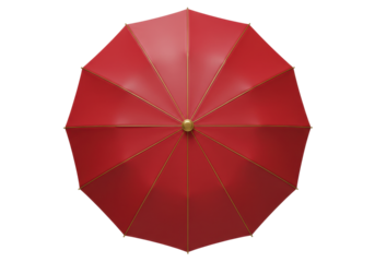 Isolated red umbrella open from above classic rain protection accessory elegant design for weather preparedness and style