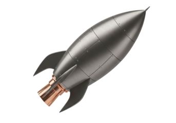 Retro rocket ship PNG illustration isolated on transparent background a vintage space exploration concept for science fiction