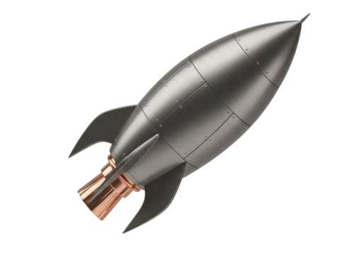 Retro rocket ship PNG illustration isolated on transparent background a vintage space exploration concept for science fiction