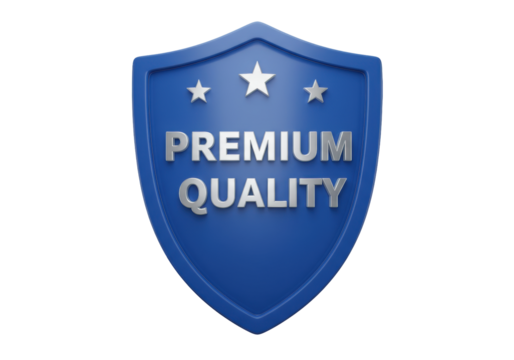 Premium quality shield PNG isolated on transparent background for product guarantee and assurance badge design
