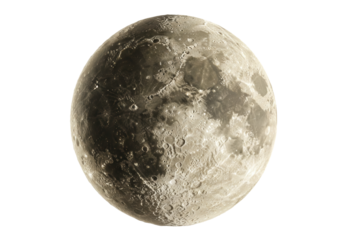 Detailed moon surface isolated on transparent background PNG astronomy lunar satellite space exploration science High resolution moon