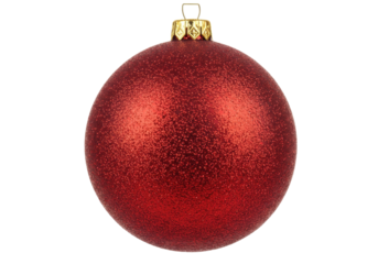 Sparkling red Christmas ball PNG illustration isolated on transparent background festive holiday ornament decoration
