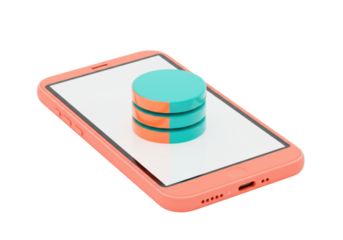 Isolated mobile phone with database design on screen for online app development vector