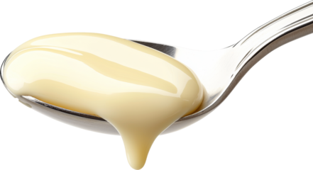 condensed milk dripping from spoon 