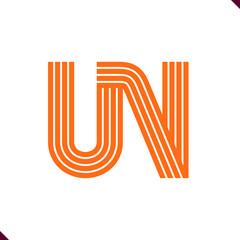 Parallel line monogram initial logo, combination of letter U and N. Idea and inspiration for branding, company and corporation name abbreviation. personal and commercial purpose.