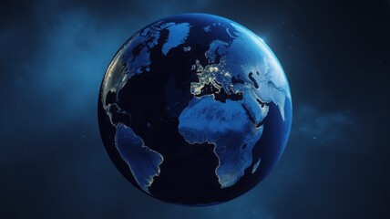 Fototapeta premium Earth globe rotating with city lights at night, global business and technology concept