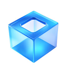 Translucent Blue Cube Abstract Design Smooth Glassy Surface Unique Geometry Style