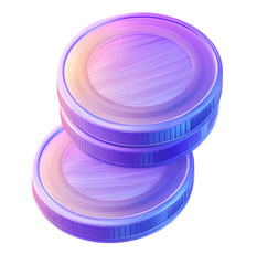 Two Stacked Holographic Coins Financial Growth Potential Wealth Earnings Digital Future Investment
