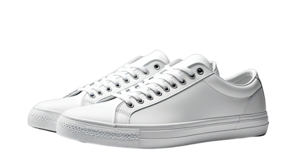 Pair of white leather sneakers