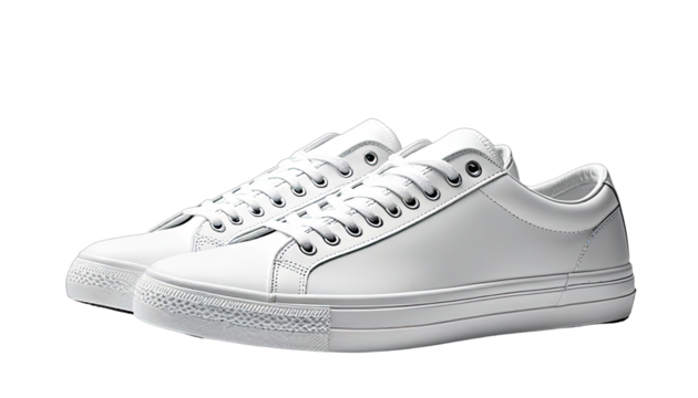 Pair of white leather sneakers