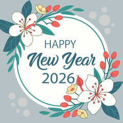 Festive new year greeting card with circular elements