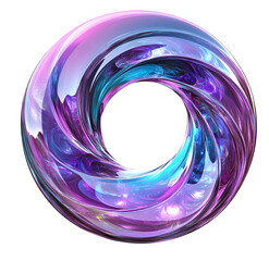 Abstract Glass Torus Sculpture Circular Art Form Swirls and Curves Decorative Rendered Design