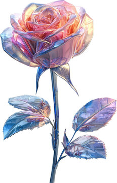 rose made from holographic color crystal 