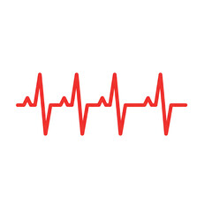 Red ECG heart rhythm line illustration for medical and healthcare concepts isolated on transparent background