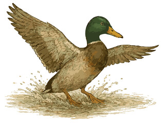 Anas platyrhynchos landing on water