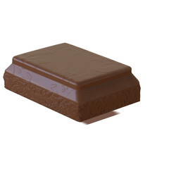 Realistic 3D Render of a Chocolate Bar with Textured Wrapper and Smooth Chocolate Surface Isolated on Transparent Background