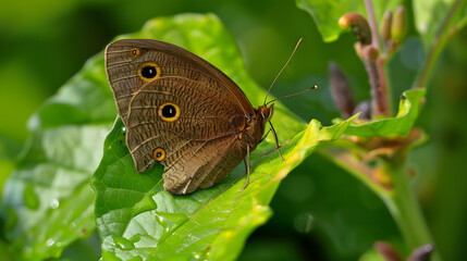 Obraz premium Butterfly perched on green leaf