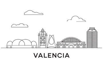 Obraz premium Valencia Line Art skyline horizontal banner. Valencia, Venezuela. Vector template for your design. with white background