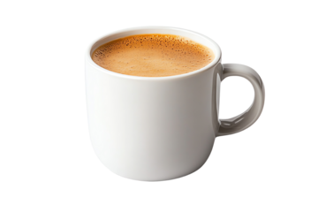 A steaming cup of coffee on a white background, perfect for beverage enthusiasts and coffee lovers.