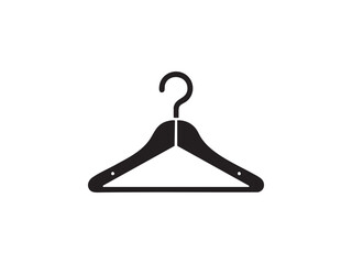 Simple silhouette of a black clothes hanger with a hook ready for use silhouette