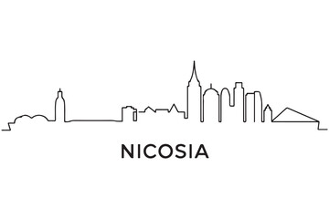 Fototapeta premium Nicosia Line Art skyline silhouette. Black Nicosia city design. with white background