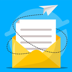 Mail for communication concept. New message orders. Minimal letter sending. Mail to send newsletters for promotions and product updates.