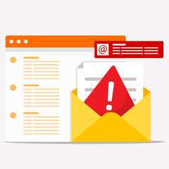 Malicious email concept. Phishing attack, spam, or scam message threatening. Cybers attack and personal data theft.