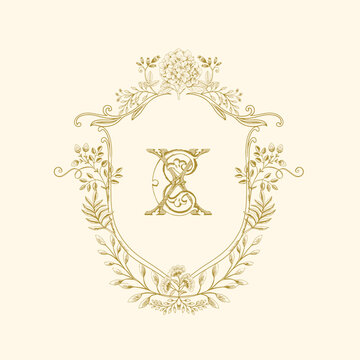 Elegant floral monogram design with interlocking letter XC for branding and wedding stationery
