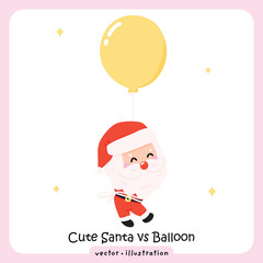 Cute Santa Claus Holding Balloon – Whimsical Christmas Holiday Illustration Vector Santa Pastel Christmas