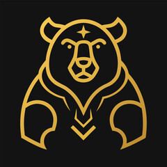 Bear Fantasy Zodiac Symbol – Elegant Gold Outline Astrology Vector