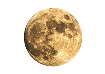 Detailed full moon PNG isolated on transparent background, celestial body with craters and lunar surface for astronomy and space exploration