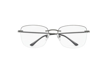 Rimless eyeglasses isolated on transparent background, modern lightweight eyewear PNG for vision correction and style