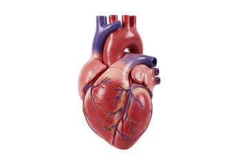 Human heart model isolated, anatomical organ for medical study and education in PNG format, cardiovascular system