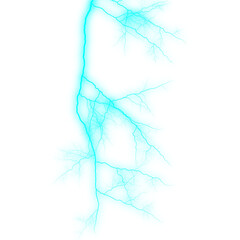 Electric blue lightning bolt vector illustration of a natural phenomenon isolated on white background