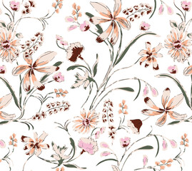 watercolor Seamless Floral Pattern vector.