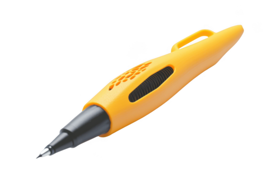 Yellow technical drawing pen illustration, fine point pen for drafting and illustration, art supplies, stationery isolated on transparent background